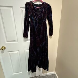 Elegant Velvet Paisley Dress